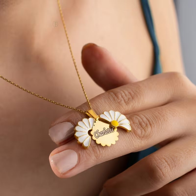 1pc, Personalized Custom Necklaces for Women, Gift for Her, Daisy Necklace, Birthday Gift for Mom, Personalized Name Necklace