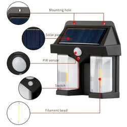 Double Head Antique Solar Sensor Lamp Wall Mounted Courtyard Villa Garage Wall Light