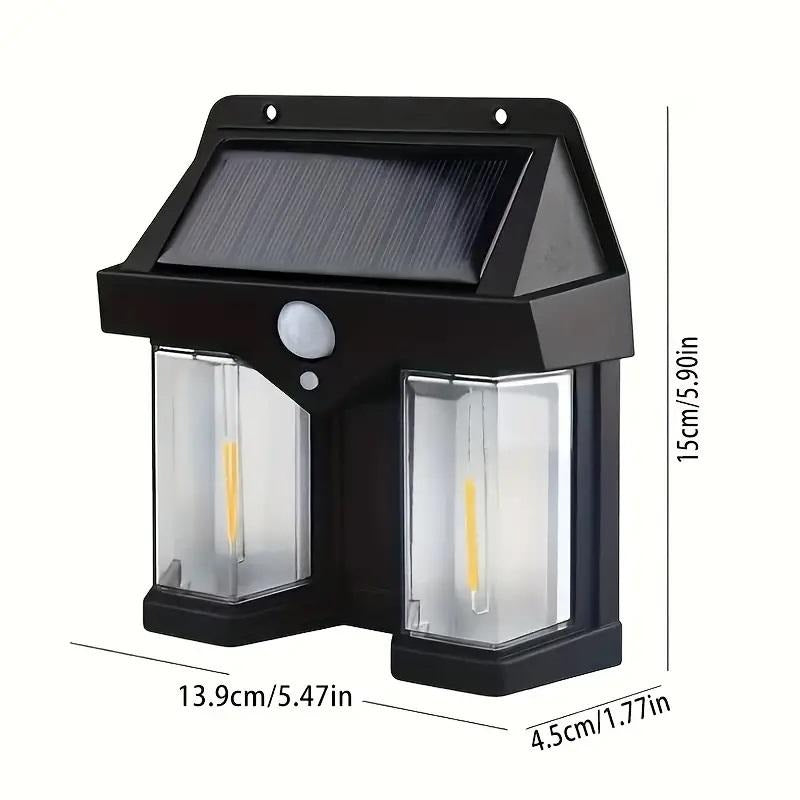 Double Head Antique Solar Sensor Lamp Wall Mounted Courtyard Villa Garage Wall Light