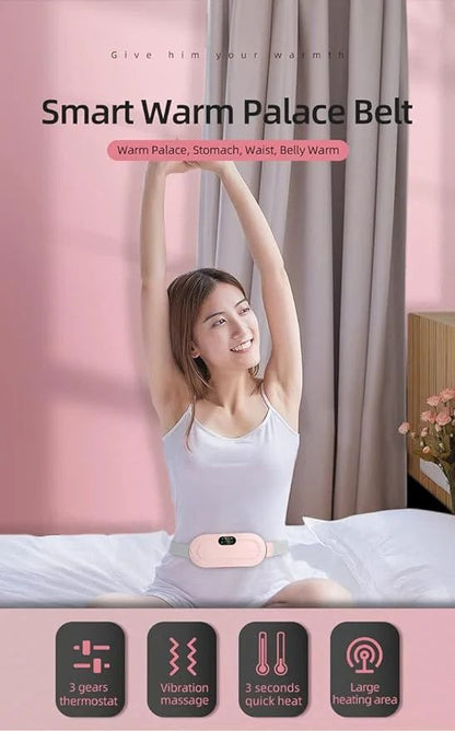 Electric Period Cramp Massager Vibrator Heating Belt for Menstrual Relief Pain Waist Stomach Warming Women