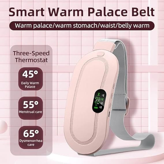 Electric Period Cramp Massager Vibrator Heating Belt for Menstrual Relief Pain Waist Stomach Warming Women